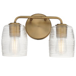 Honey Bathroom Vanity Light - Natural Aged Brass / Clear Ribbed