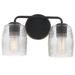 Honey Bathroom Vanity Light - Kentucky Bronze / Clear Ribbed