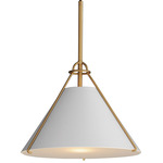 Lucas Single Pendant - Natural Aged Brass / Light Grey