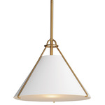 Lucas Single Pendant - Natural Aged Brass / White