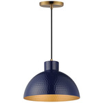 Rockport Pendant - Aged Brass / Navy / Aged Brass
