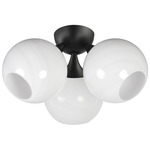 Neve Semi Flush Ceiling Light - Black / Marble Glass