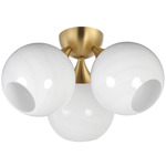 Neve Semi Flush Ceiling Light - Natural Aged Brass / Marble Glass