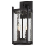 Belfry Outdoor Wall Light - Black / Clear Hammered Glass