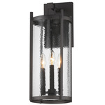 Belfry Outdoor Wall Light - Black / Clear Hammered Glass