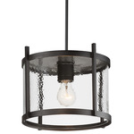 Belfry Convertible Outdoor Pendant - Black / Clear Hammered Glass