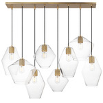 Geode Linear Pendant - Natural Aged Brass / Clear