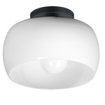 Glazed Semi Flush Ceiling Light - Black / Glossy White