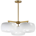 Glazed Chandelier - Natural Aged Brass / Glossy White