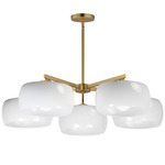 Glazed Chandelier - Natural Aged Brass / Glossy White