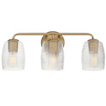 Honey Bathroom Vanity Light - Natural Aged Brass / Clear Ribbed