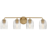 Honey Bathroom Vanity Light - Natural Aged Brass / Clear Ribbed