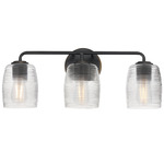 Honey Bathroom Vanity Light - Kentucky Bronze / Clear Ribbed