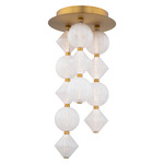 Pearla Semi Flush Ceiling Light - Aged Brass