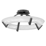 Copa Semi Flush Ceiling Light - Antique Nickel / Alabaster