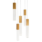Cinema Round Color-Select Multi-Light Pendant - Aged Brass / Crystal
