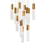 Cinema Square Color-Select Multi-Light Pendant - Aged Brass / Crystal
