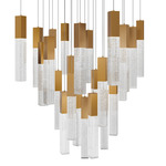 Cinema Square Color-Select Multi-Light Pendant - Aged Brass / Crystal