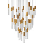 Cinema Square Color-Select Multi-Light Pendant - Aged Brass / Crystal