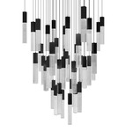 Cinema Square Color-Select Multi-Light Pendant - Black / Crystal