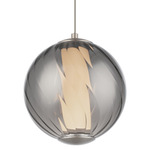 Swirly Color-Select Pendant - Brushed Nickel / Smoke