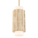 Caviar Color-Select Pendant - Aged Brass / Travertine