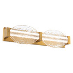 Deco Bathroom Vanity Light - Aged Brass / Clear