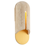 Clog Outdoor Wall Sconce - Aged Brass / Travertine