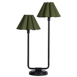 Polly Double Arm Table Lamp - Blackened Brass / Green