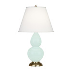 Double Gourd Small Table Lamp - Mint / Pearl Dupioni