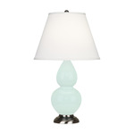 Double Gourd Small Table Lamp - Mint / Pearl Dupioni