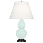 Double Gourd Small Table Lamp - Mint / Pearl Dupioni