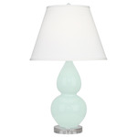 Double Gourd Small Table Lamp - Mint / Pearl Dupioni
