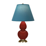 Double Gourd Small Table Lamp - Oxblood / Bright Blue / Gray Lining