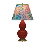 Double Gourd Small Table Lamp - Oxblood / Spring Floral