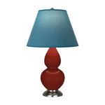 Double Gourd Small Table Lamp - Oxblood / Bright Blue / Gray Lining