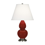 Double Gourd Small Table Lamp - Oxblood / Pearl Dupioni