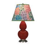Double Gourd Small Table Lamp - Oxblood / Spring Floral