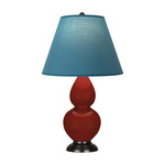 Double Gourd Small Table Lamp - Oxblood / Bright Blue / Gray Lining