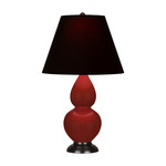Double Gourd Small Table Lamp - Oxblood / Ink Black / Rose Red Lining
