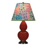 Double Gourd Small Table Lamp - Oxblood / Spring Floral