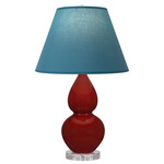 Double Gourd Small Table Lamp - Oxblood / Bright Blue / Gray Lining