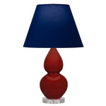 Double Gourd Small Table Lamp - Oxblood / Navy / Gray Lining