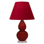 Double Gourd Small Table Lamp - Oxblood / Rose Red / Ink Black Lining