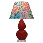 Double Gourd Small Table Lamp - Oxblood / Spring Floral