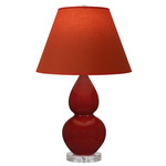 Double Gourd Small Table Lamp - Oxblood / Tangerine / Taupe Lining