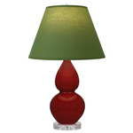 Double Gourd Small Table Lamp - Oxblood / Tea Green / Taupe Lining