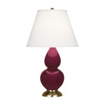 Double Gourd Small Table Lamp - Sugar Plum / Pearl Dupioni