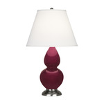 Double Gourd Small Table Lamp - Sugar Plum / Pearl Dupioni