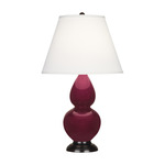 Double Gourd Small Table Lamp - Sugar Plum / Pearl Dupioni